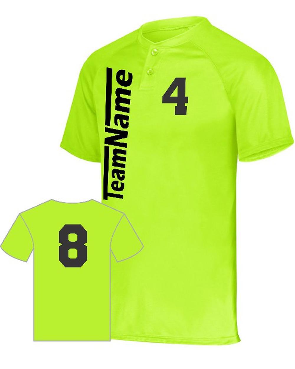 Augusta Attain 2-Button Custom Baseball Jersey, color: Lime