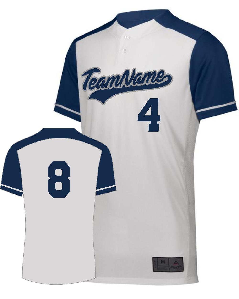 Augusta Closer 2-Button Custom Baseball Jersey, color: White/Navy