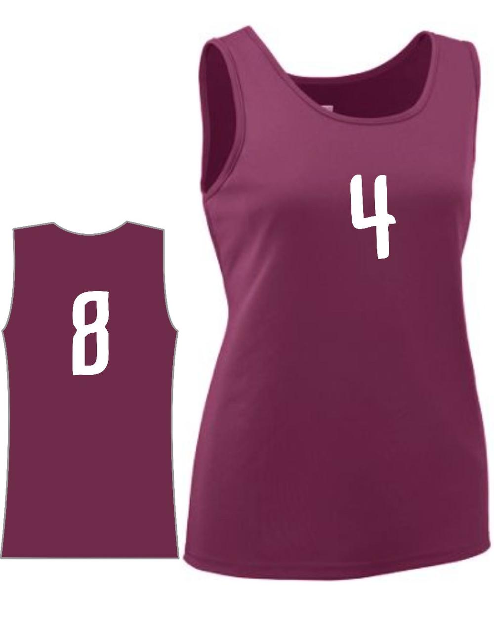 Augusta Women's Value Training Numbered Basketball Jersey, color: Maroon