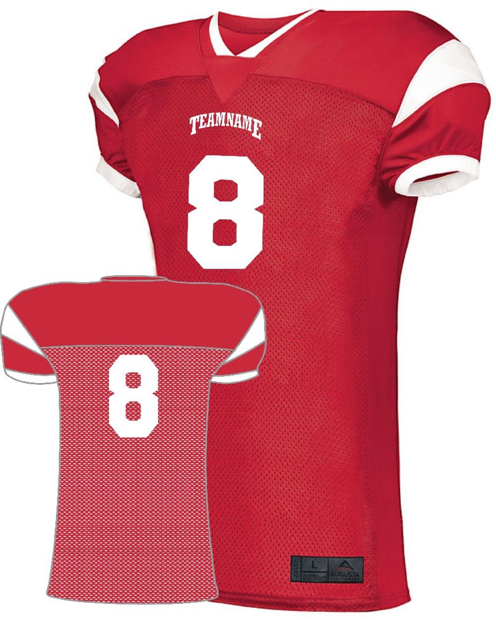 Augusta Youth Slant Custom Football Jersey, color: Red/White