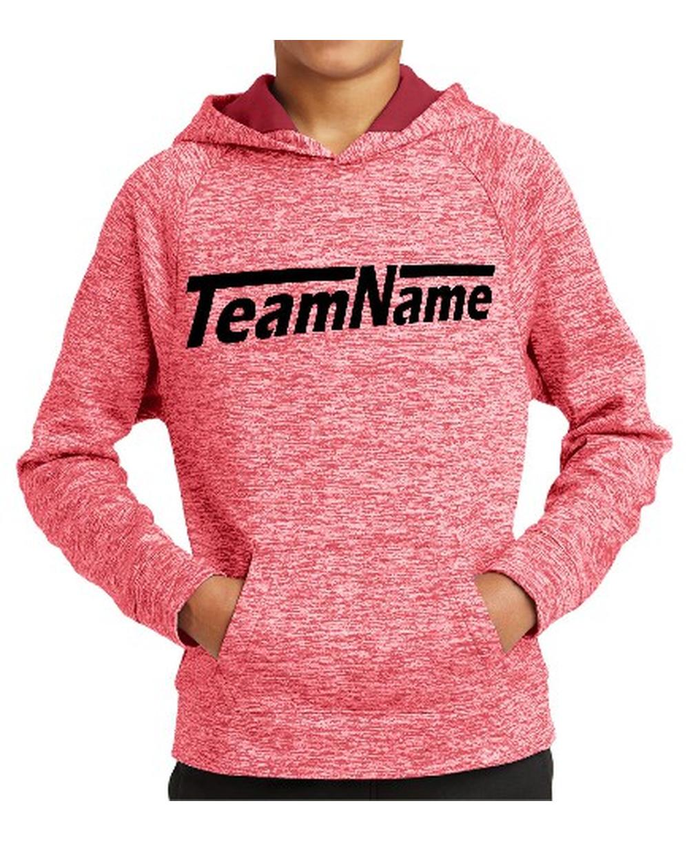 Sport-TEK Electric Heather Fleece Hooded Custom Sweatshirt, color: Deep Red Electric