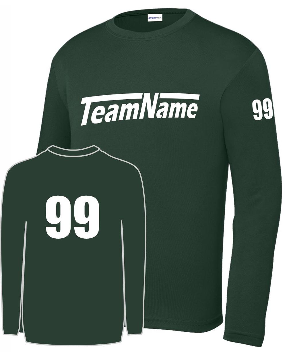 Sport-TEK Base Custom L/S Performance Jersey, color: Forest Green