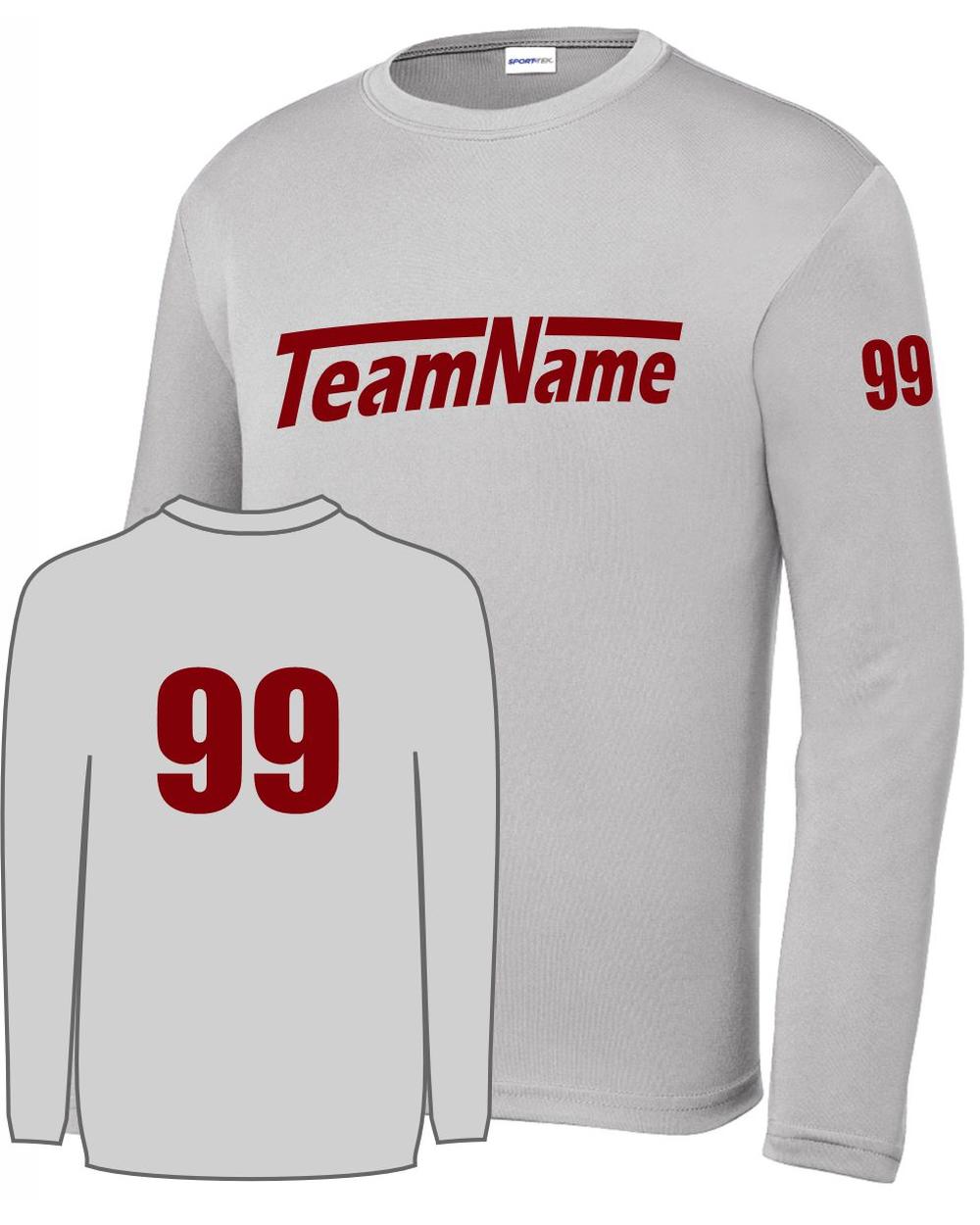 Sport-TEK Base Custom L/S Performance Jersey, color: Silver