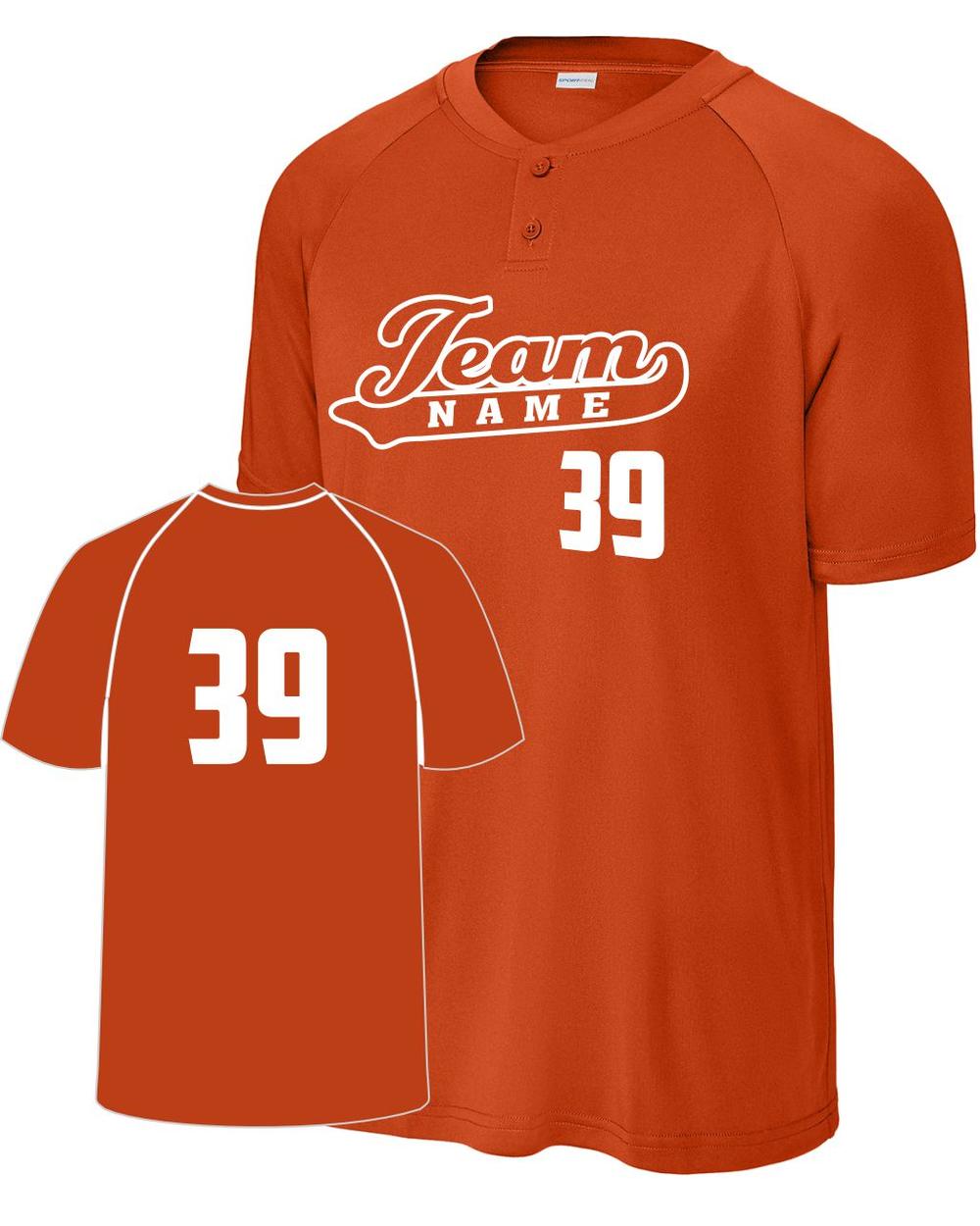 Sport-TEK Competitor 2-Button Custom Baseball Jersey, color: Deep Orange