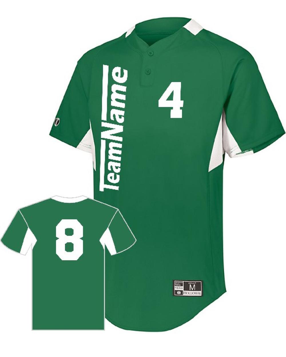 Holloway Youth Game7 Two-Button Custom Baseball Jersey, color: Kelly/White