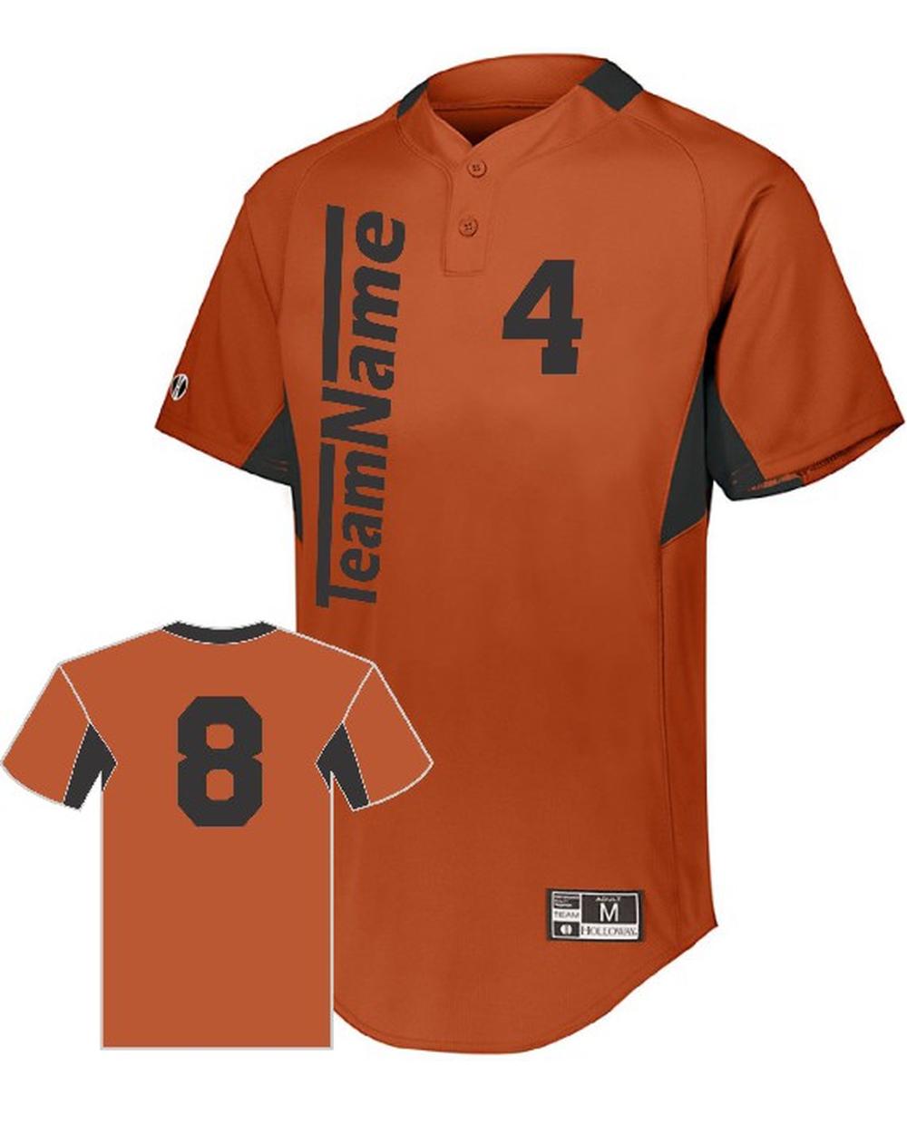 Holloway Youth Game7 Two-Button Custom Baseball Jersey, color: Orange/Black