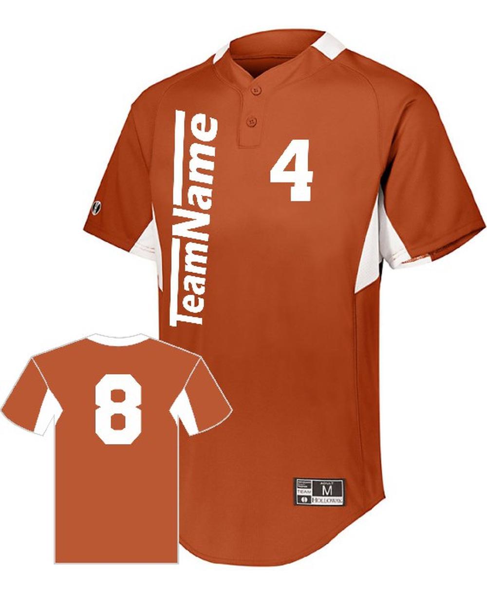 Holloway Youth Game7 Two-Button Custom Baseball Jersey, color: Orange/White