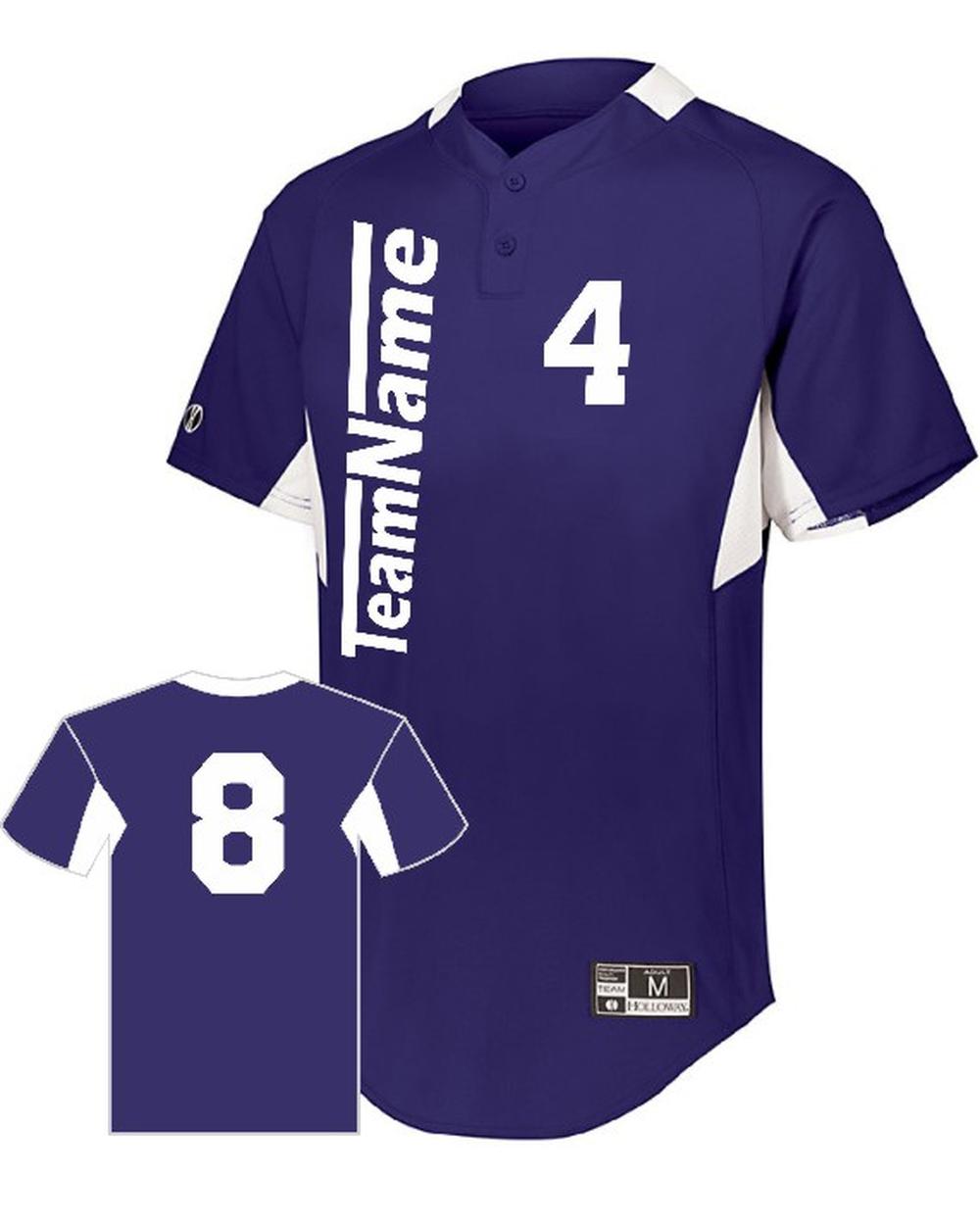 Holloway Youth Game7 Two-Button Custom Baseball Jersey, color: Purple/White