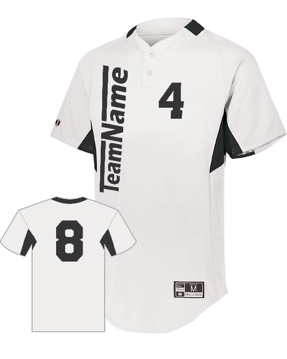 Holloway Youth Game7 Two-Button Custom Baseball Jersey, color: White/Black