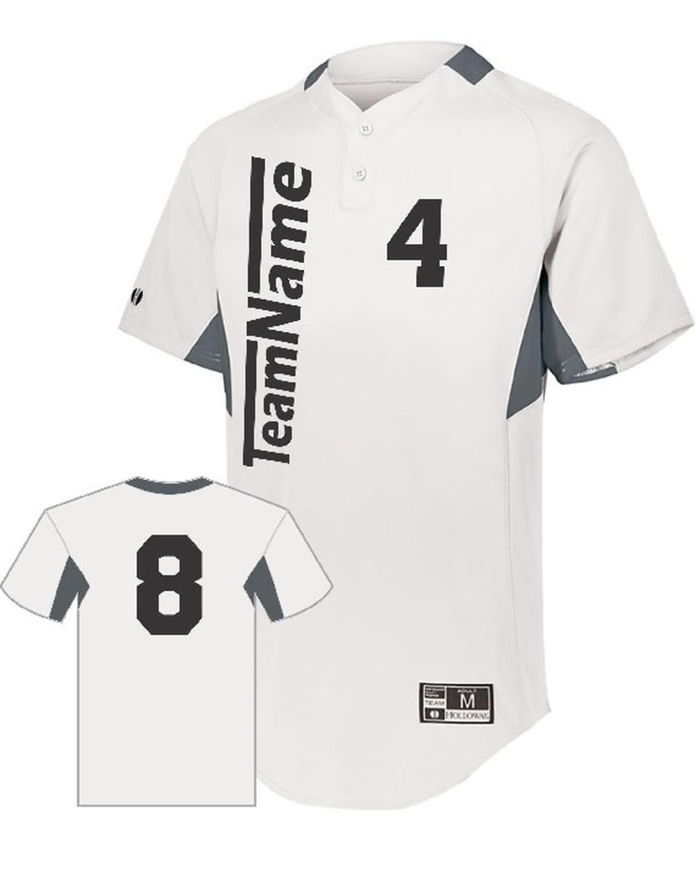 Holloway Youth Game7 Two-Button Custom Baseball Jersey, color: White/Graphite