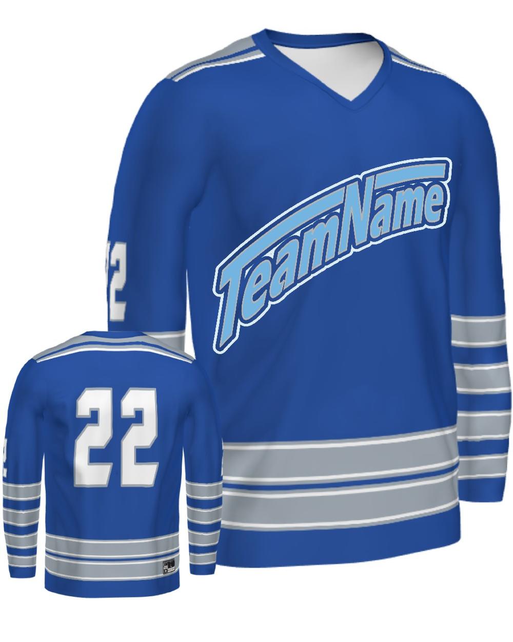 SportUniform Men's Ice Custom Sublimated Hockey Jersey, color: Royal/Grey