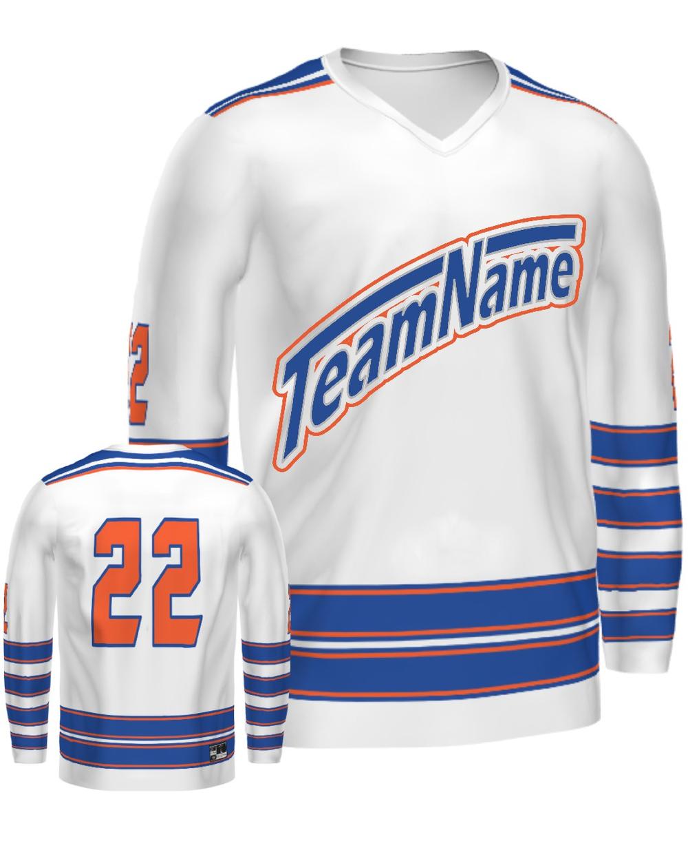 SportUniform Men's Ice Custom Sublimated Hockey Jersey, color: White/Royal