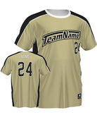 SportUniform ColorBlock V-Neck Custom Sublimated Baseball Jersey, color: Vegas Gold/Black