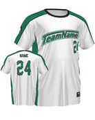 SportUniform ColorBlock V-Neck Custom Sublimated Baseball Jersey, color: White/Kelly