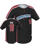 SportUniform ColorBlock Henley Custom Sublimated Baseball Jersey, color: Black/Red