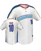 SportUniform ColorBlock Henley Custom Sublimated Baseball Jersey, color: White/Royal
