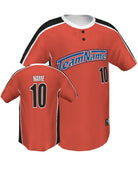 SportUniform ColorBlock Henley Custom Sublimated Baseball Jersey, color: Burnt Orange/Black