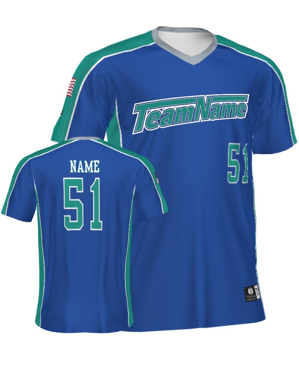 SportUniform ColorBlock V-Neck Custom Sublimated Baseball Jersey, color: Royal/Teal