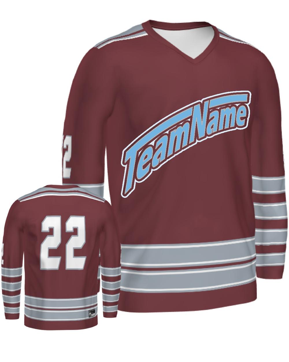 SportUniform Youth Ice Custom Sublimated Hockey Jersey, color: Cardinal/Grey