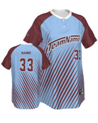 SportUniform Cosmic Henley Custom Sublimated Softball Jersey, color: Light Blue/Cardinal
