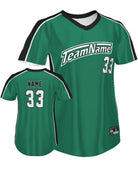 SportUniform FreeStyle V-Neck Custom Sublimated Softball Jersey, color: Kelly/Black