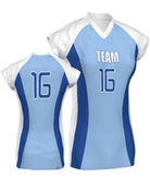 SportUniform Major Custom Sublimated Volleyball Jersey, color: Light Blue/Royal/White