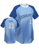SportUniform Cosmic Henley Custom Sublimated Softball Jersey, color: Light Blue/Royal