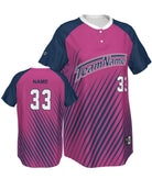 SportUniform Cosmic Henley Custom Sublimated Softball Jersey, color: Power Pink/Navy