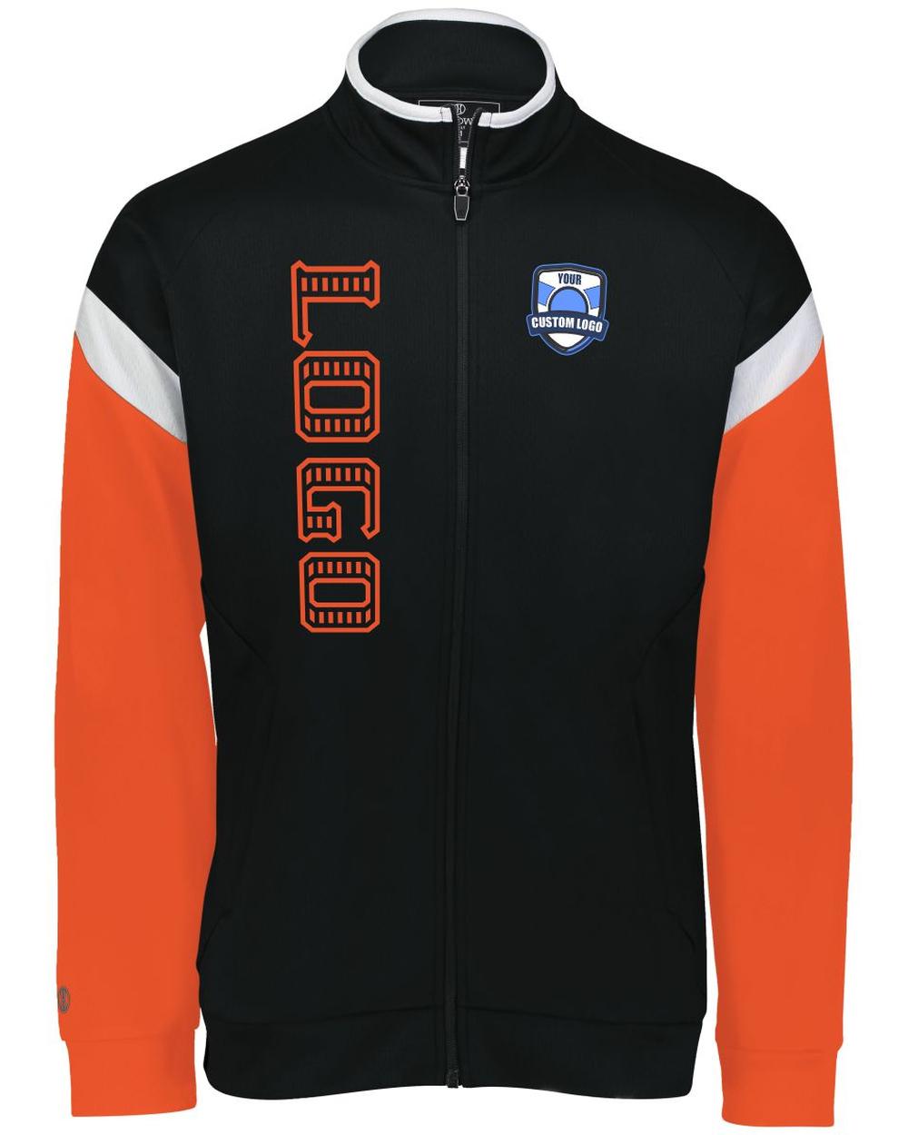 Holloway Men's Limitless Custom Warmup  Jacket, color: Black/White/Orange