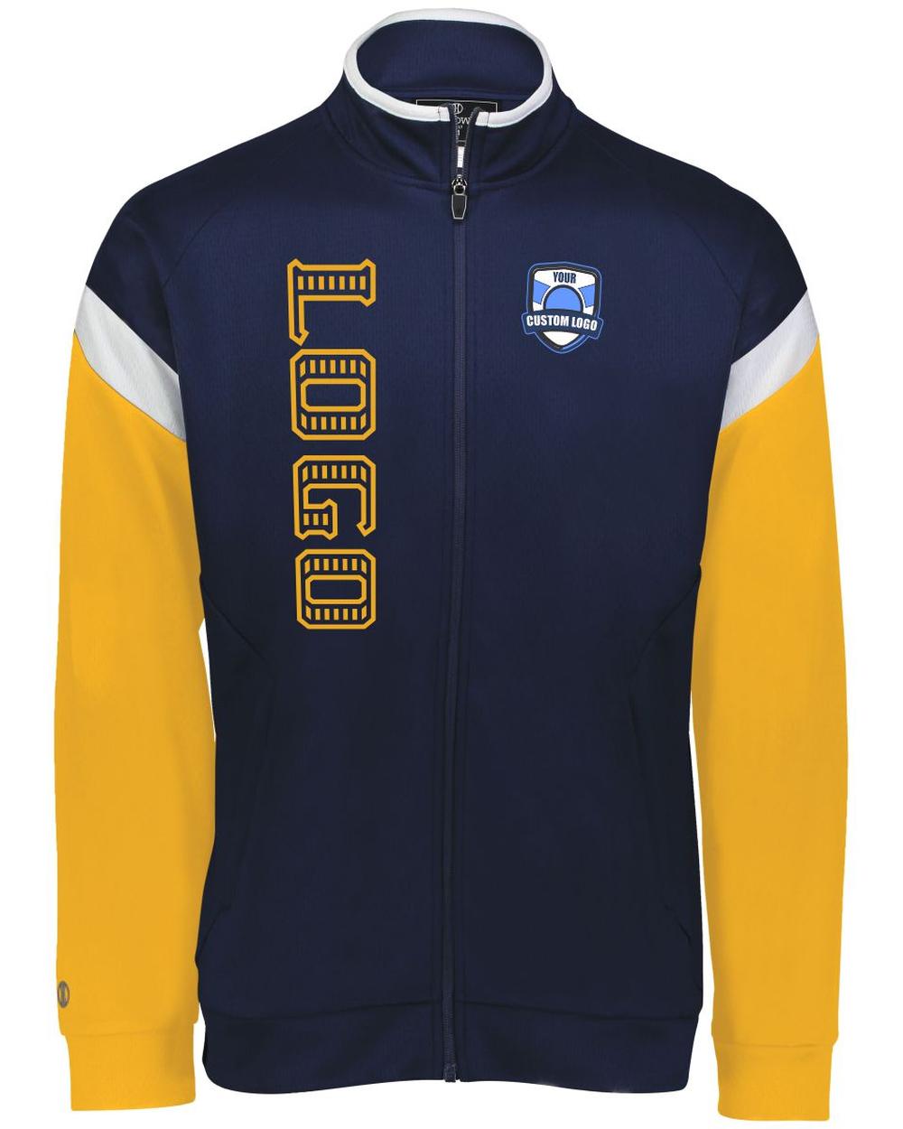 Holloway Youth Limitless Custom Warmup  Jacket, color: Navy/White/Gold
