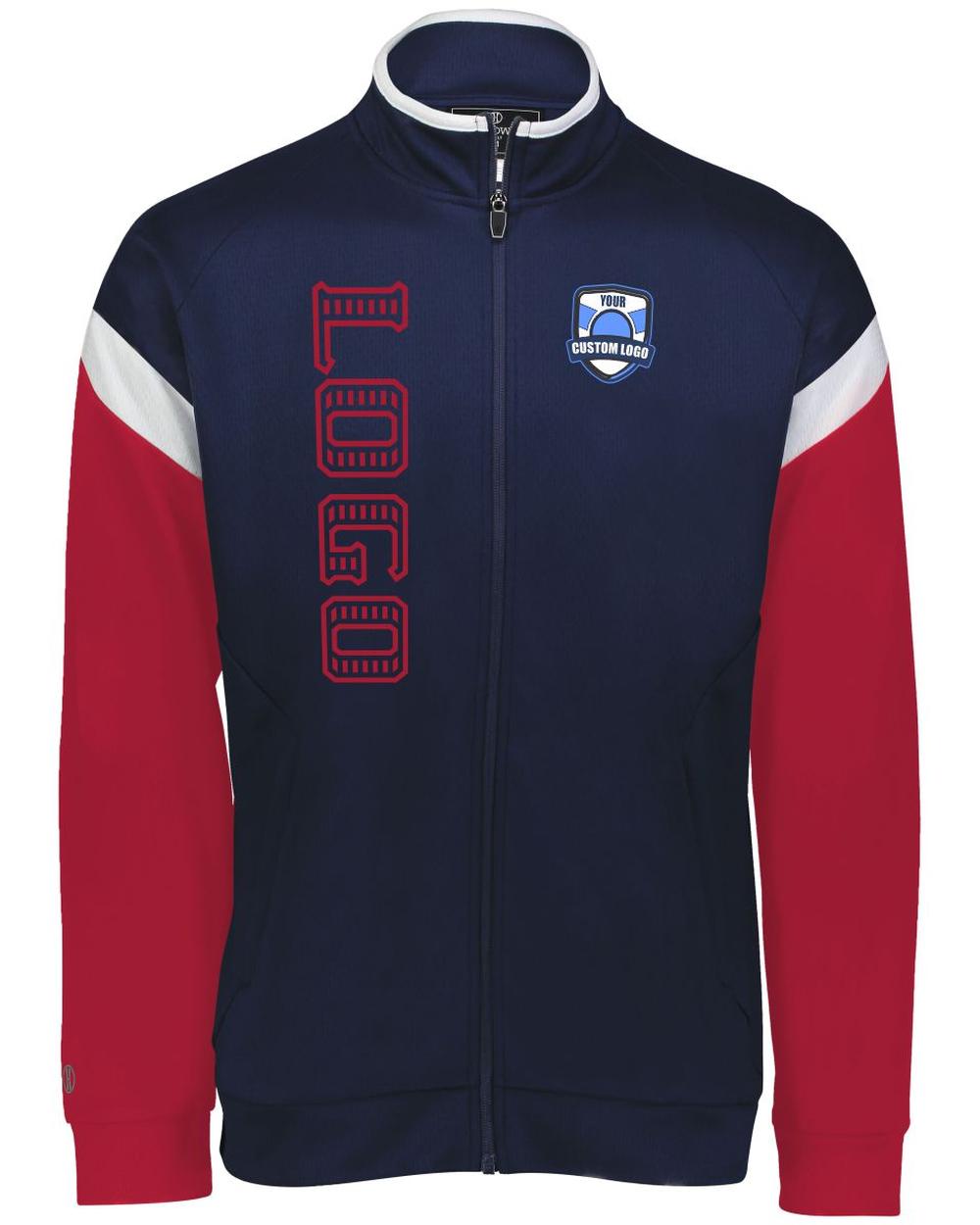 Holloway Youth Limitless Custom Warmup  Jacket, color: Navy/White/Scarlet