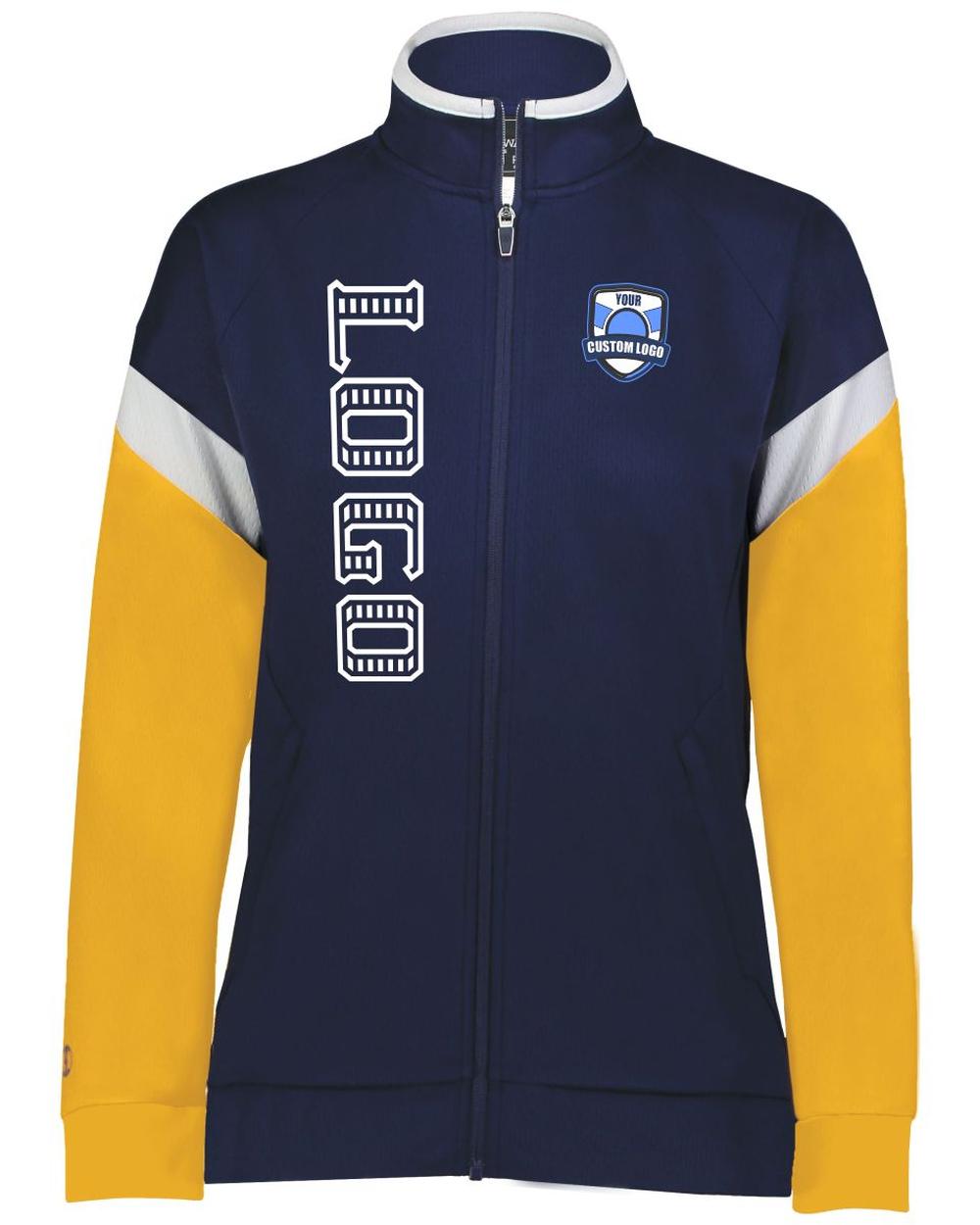 Holloway Women's Limitless Custom Warmup  Jacket, color: Navy/White/Gold