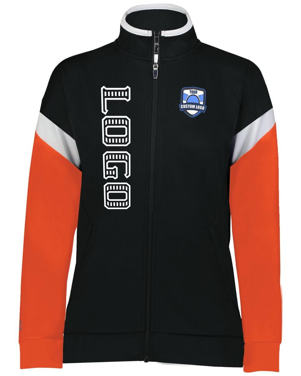 Holloway Women's Limitless Custom Warmup  Jacket, color: Black/White/Orange