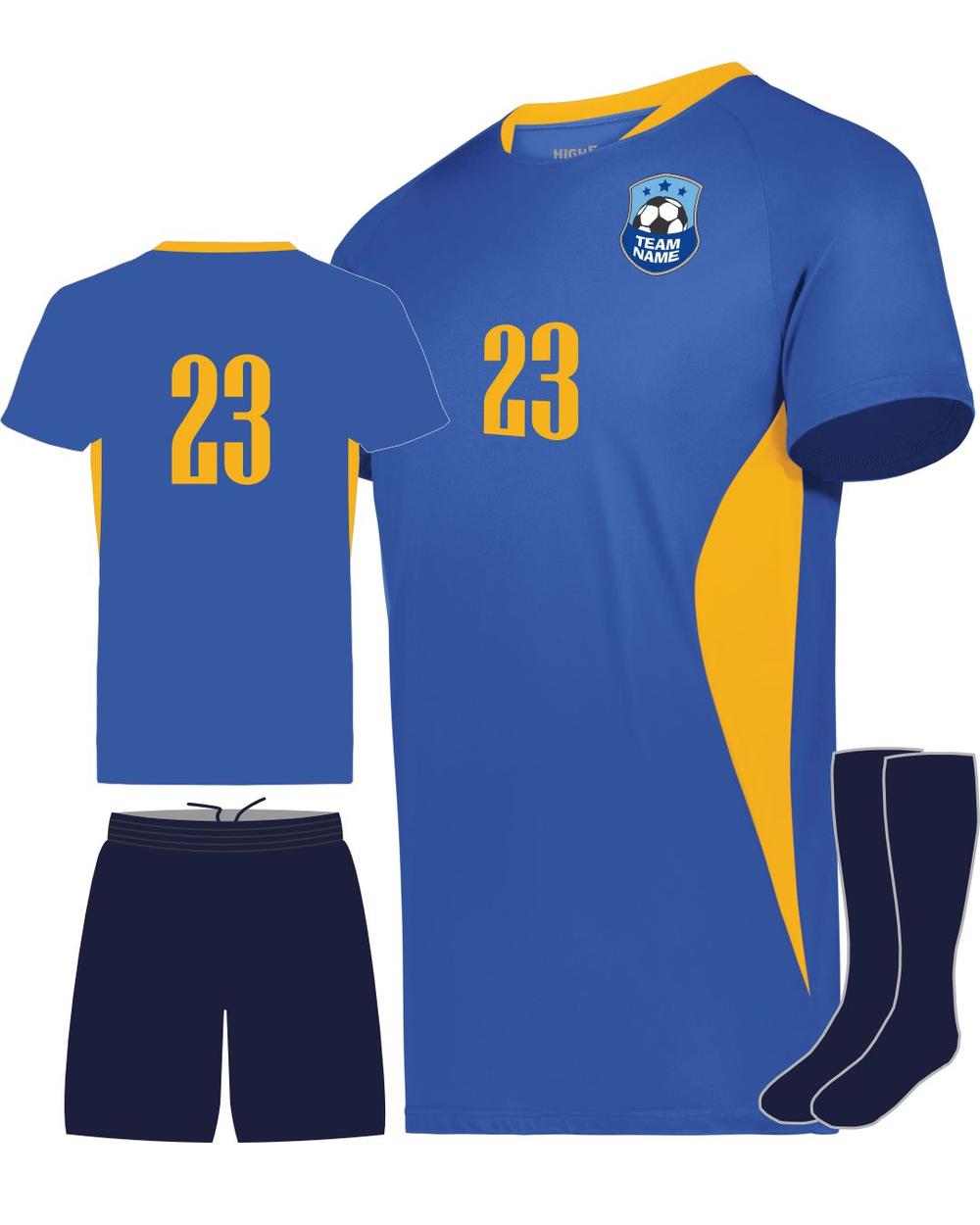 High 5 Men's Octane Custom Soccer Uniform, color: Royal/Gold
