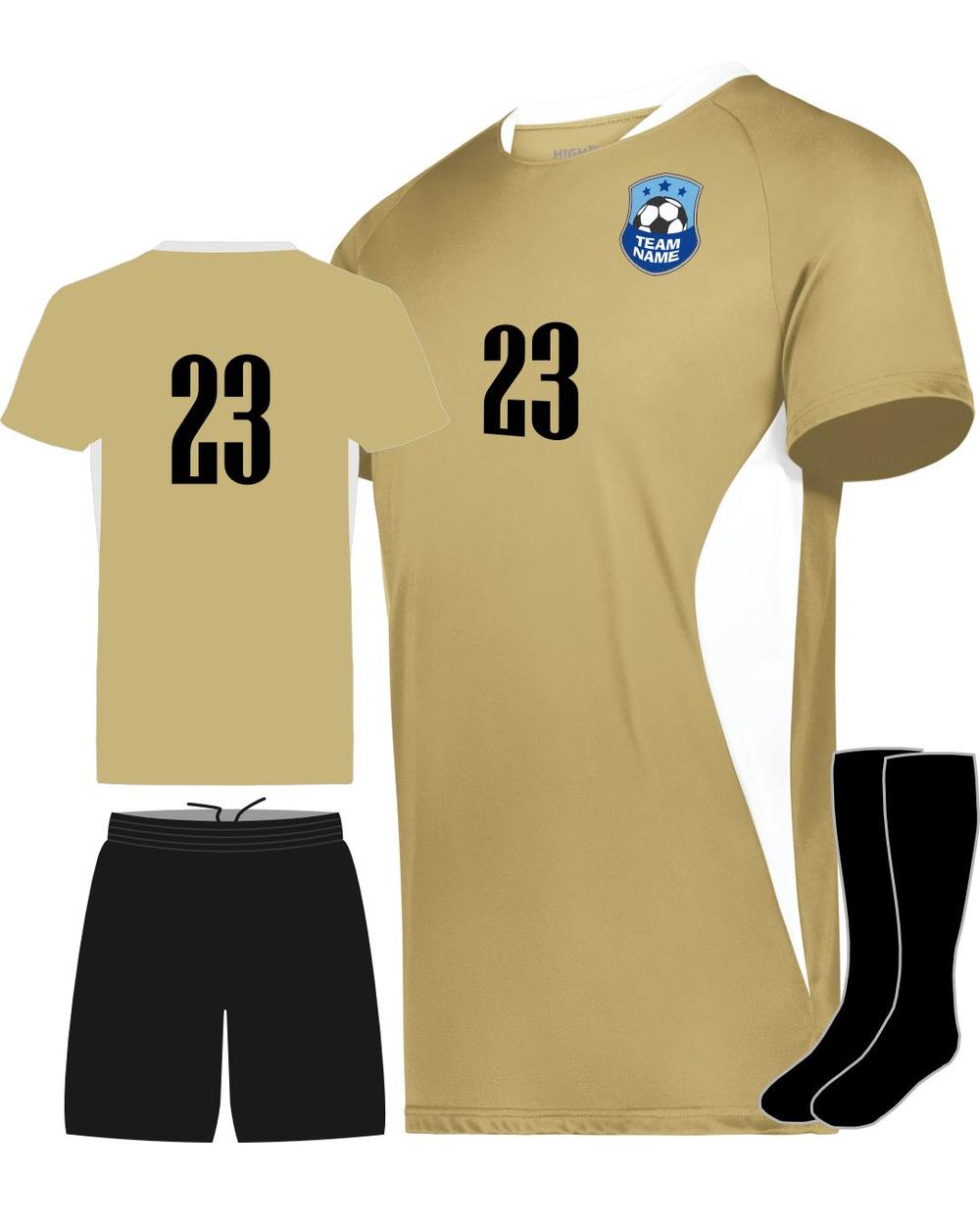 High 5 Men's Custom Soccer Uniform, color: Vegas Gold/White