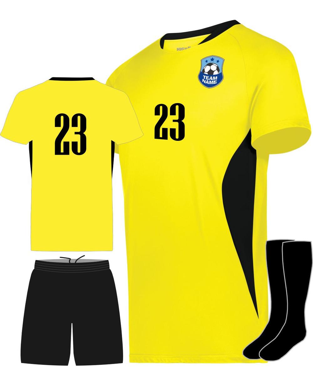 High 5 Octane Custom Soccer Uniform, color: Electric Yellow/Black