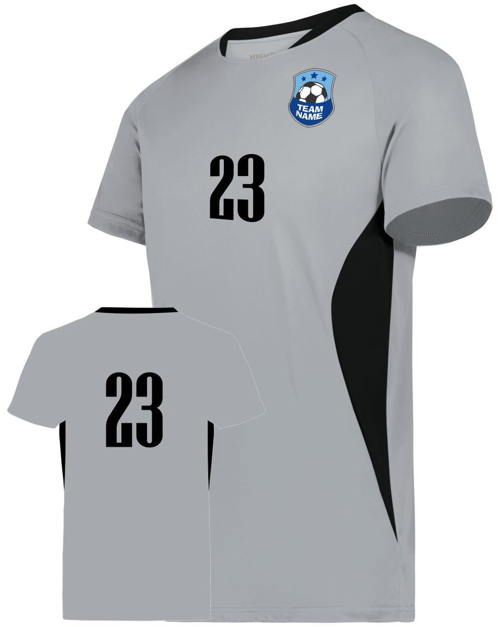 High 5 Octane Custom Soccer Jersey, color: Silver/Black