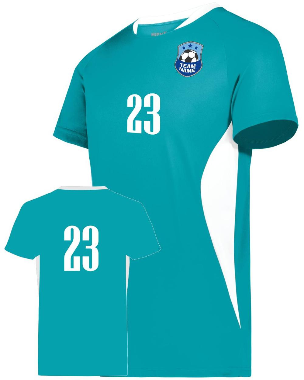 High 5 Octane Custom Soccer Jersey, color: Teal/White