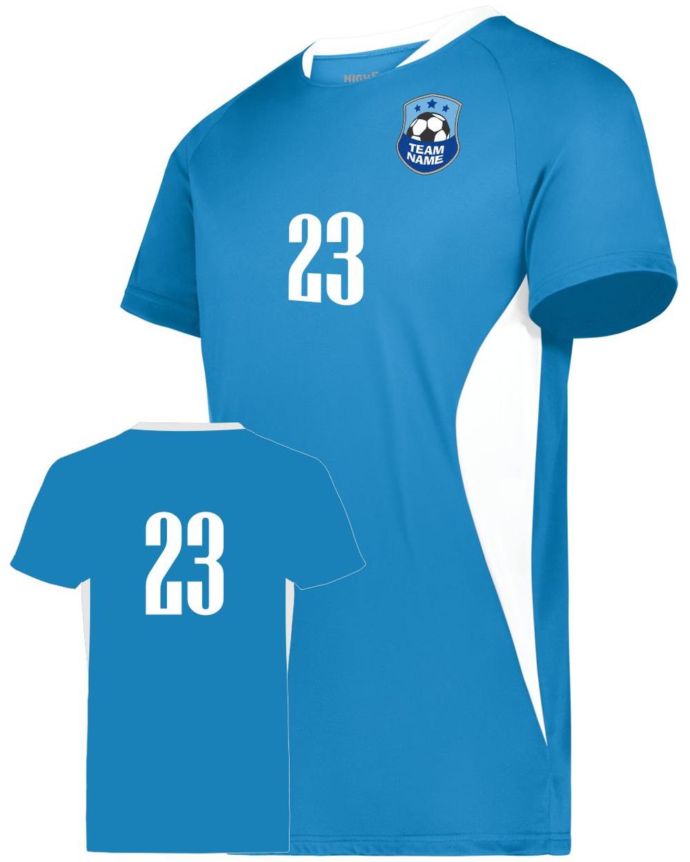 High 5 Octane Custom Soccer Jersey, color: Power Blue/White