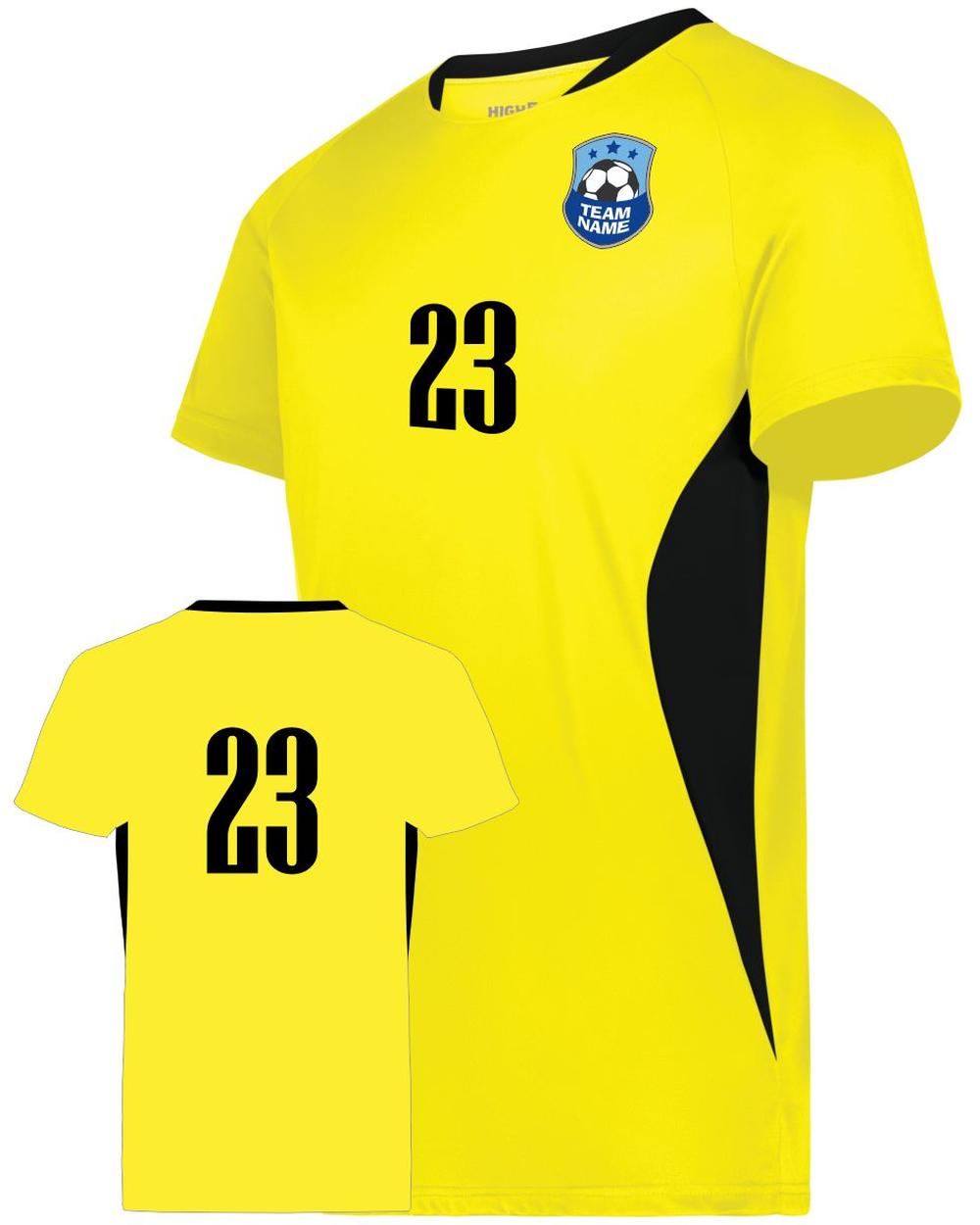 High 5 Octane Custom Soccer Jersey, color: Electric Yellow/Black