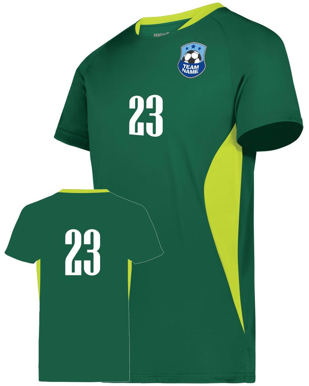High 5 Octane Custom Soccer Jersey, color: Dark Green/Lime