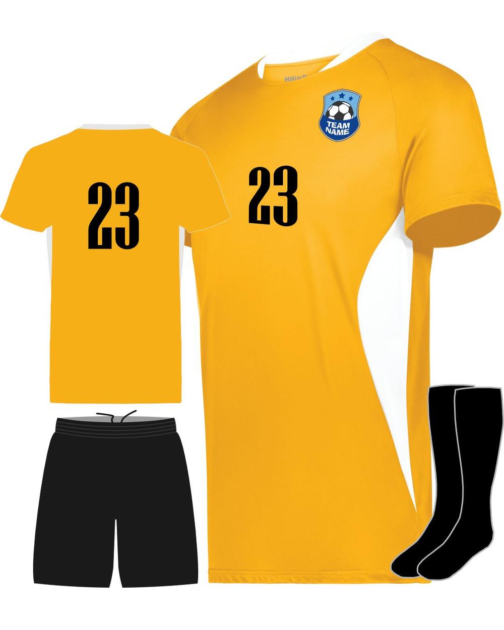 High 5 Youth Custom Soccer Uniform, color: Gold/White
