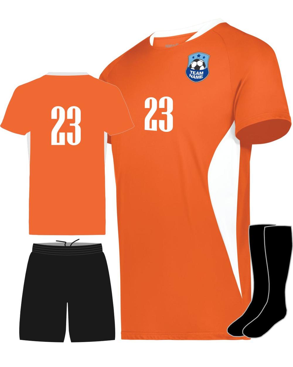 High 5 Youth Custom Soccer Uniform, color: Orange/White
