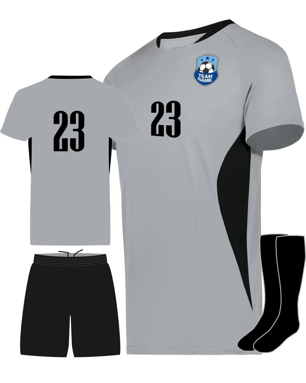 High 5 Octane Custom Soccer Uniform, color: Silver/Black
