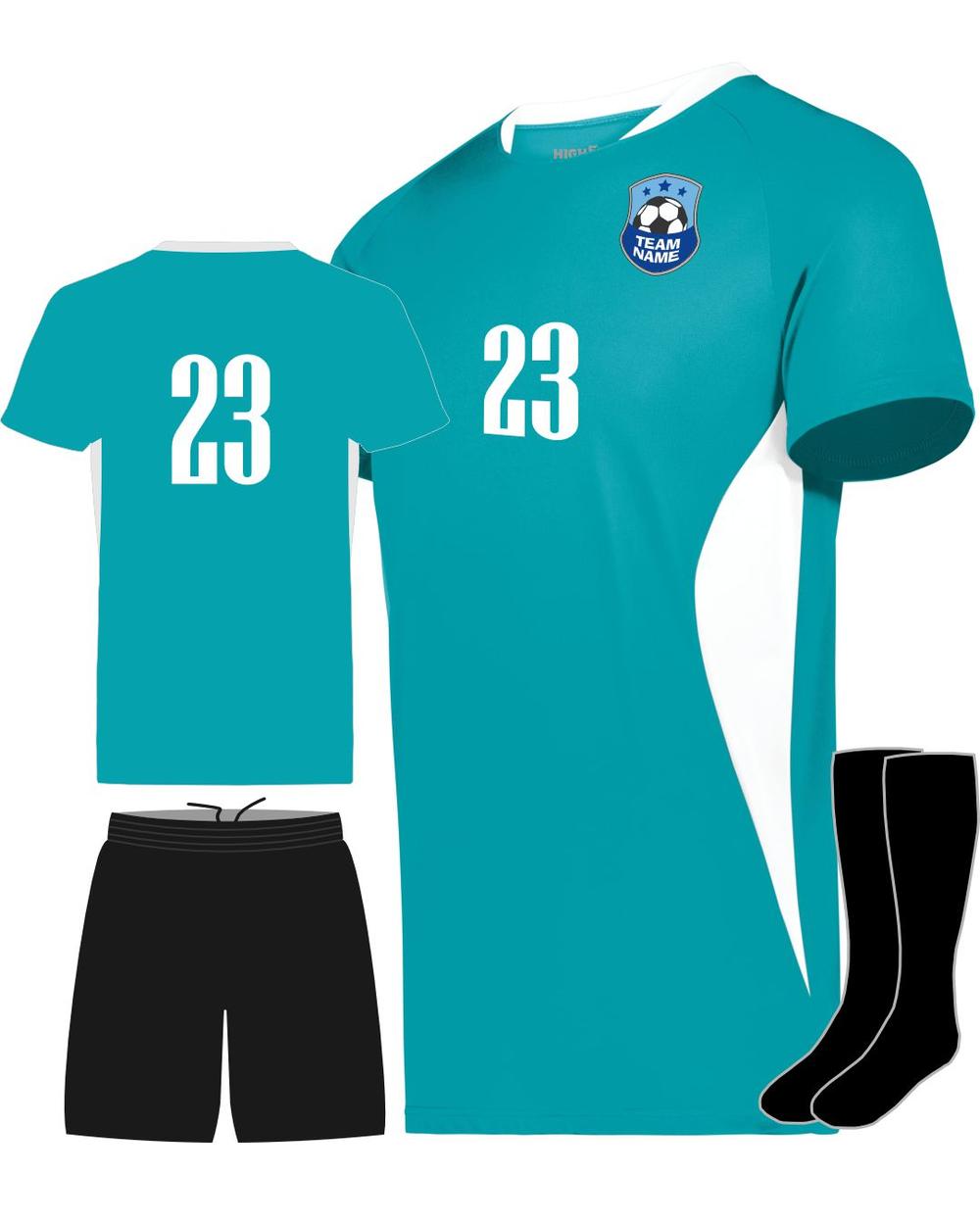 High 5 Youth Custom Soccer Uniform, color: Teal/White