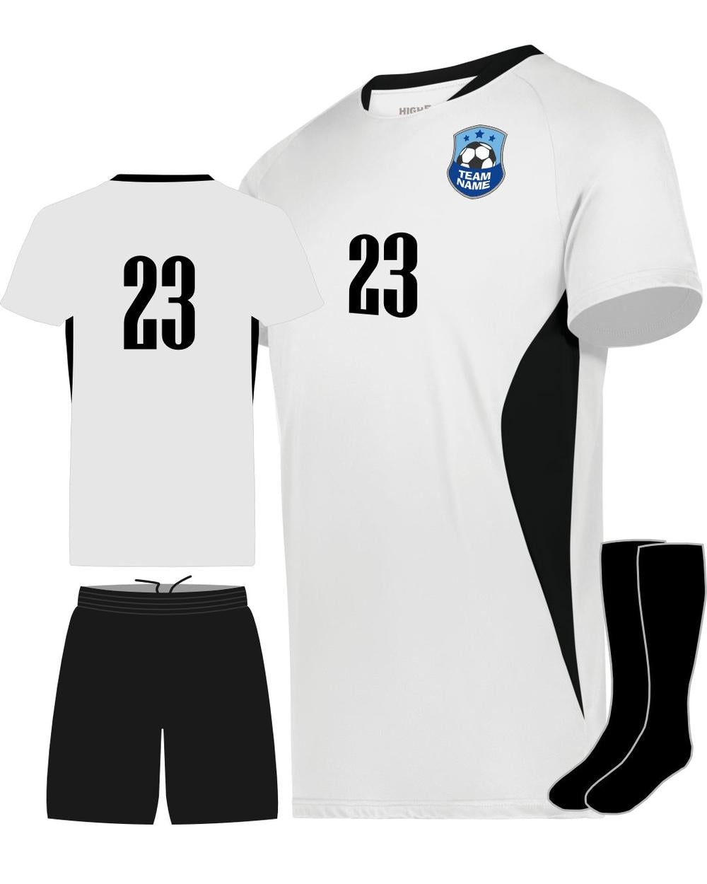 High 5 Youth Custom Soccer Uniform, color: White/Black