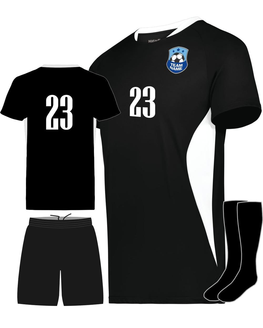 High 5 Youth Octane Custom Soccer Uniform, color: Black/White