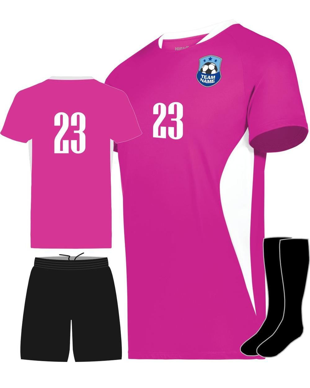 High 5 Youth Custom Soccer Uniform, color: Power Pink/White