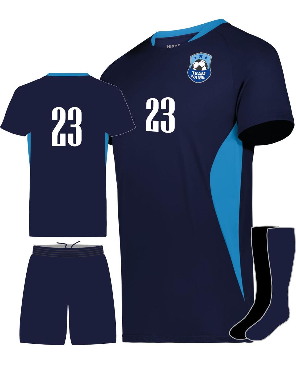 High 5 Youth Custom Soccer Uniform, color: Navy/Power Blue