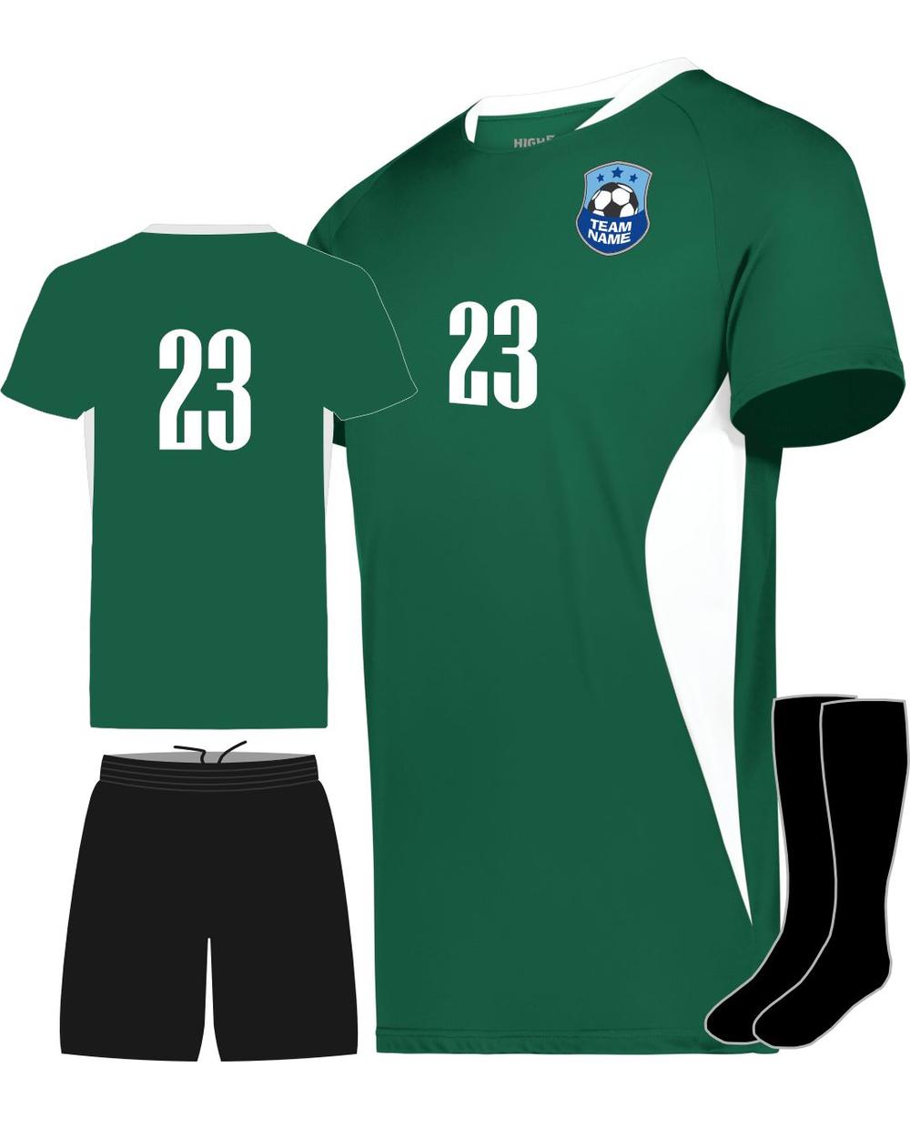 High 5 Youth Custom Soccer Uniform, color: Dark Green/White